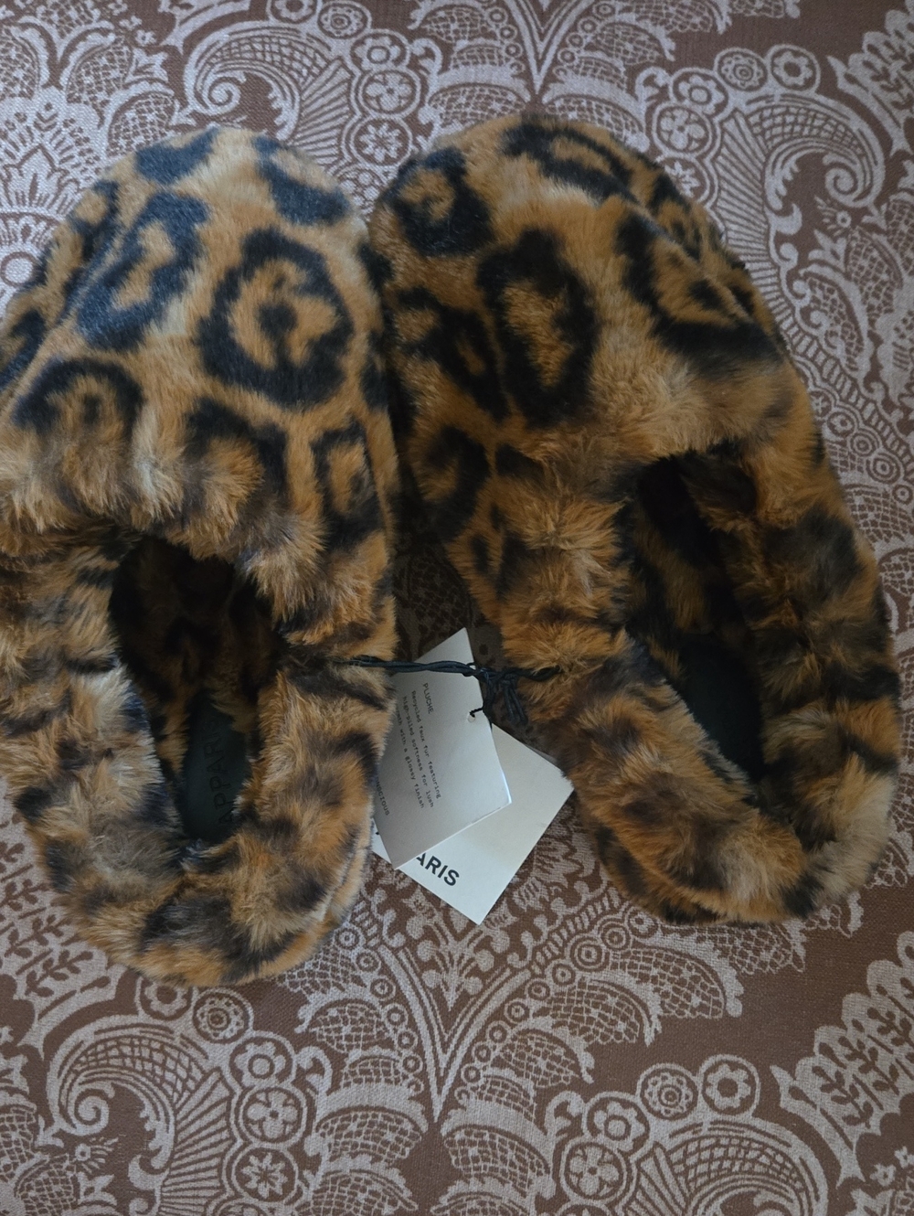 Apparis Cheetah Leopard NwT 8 Faux-Fur Slippers - Black & Brown